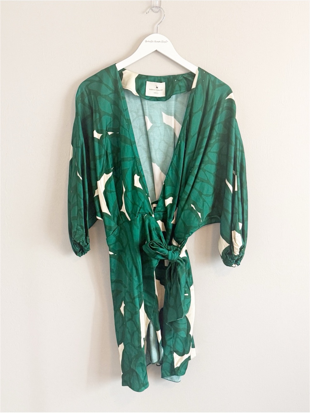 ANTHROPOLOGIE X EUGENIA FERNANDEZ Women’s Green Botanical Print Wrap Dress Sz S